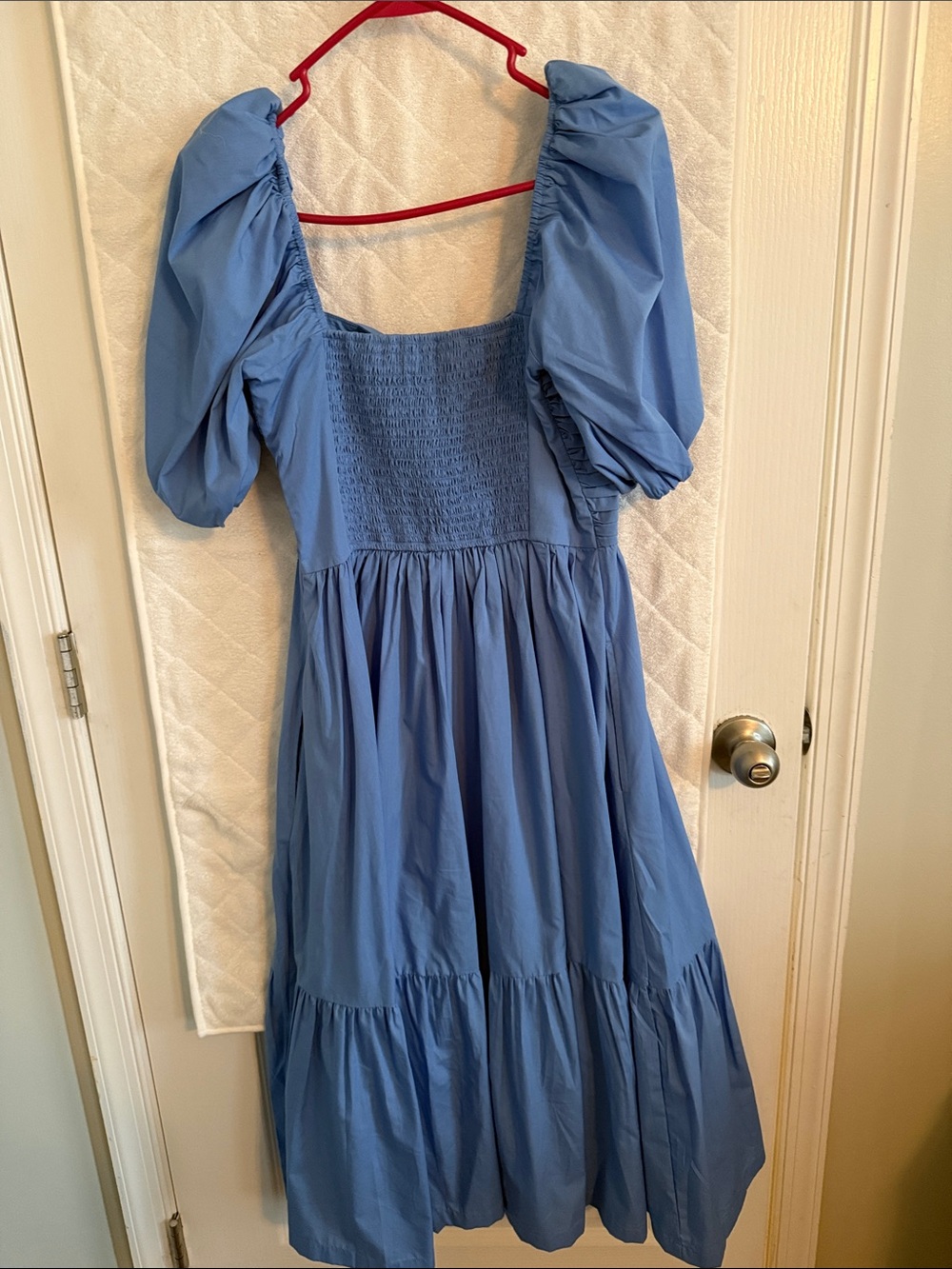 Abercrombie & Fitch Sky Blue Puff Sleeve Tiered Midi Dress - Picture 2 of 2